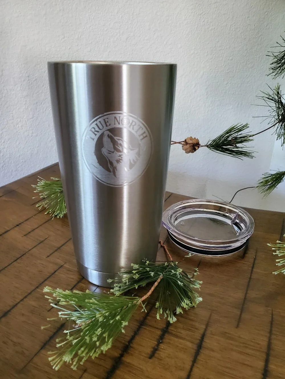 True North Wolf Etched 20oz Stainless Steel Vacuum Insulated Travel Tumbler Mug